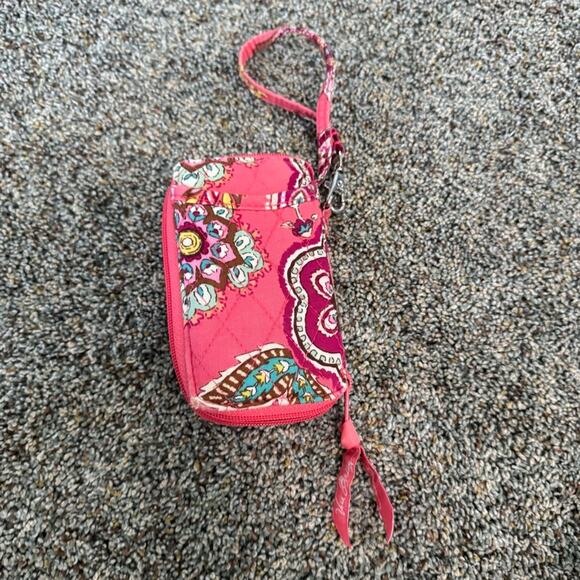 Vera Bradley Call Me Coral Pink Coin Purse Wristlet w/ Zipper & Clear Card Slot - Picture 1 of 14